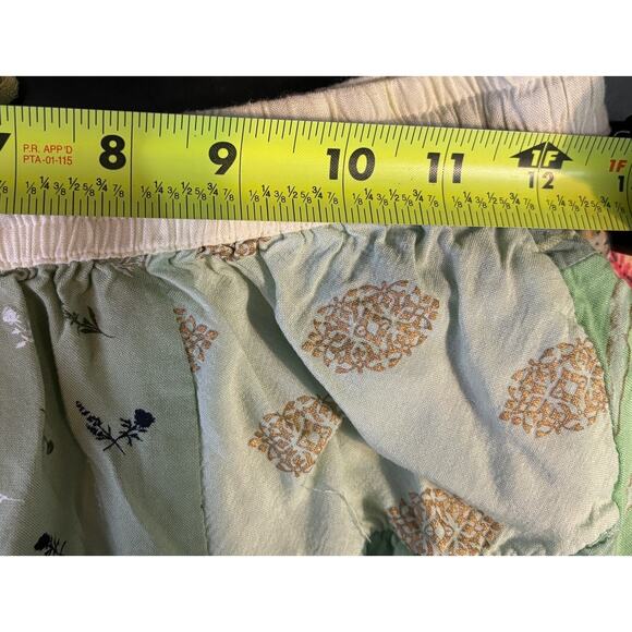 The Roots Patchwork Shorts SZ 26" Green Elastic Waistband Pockets Drawstring - Picture 4 of 8